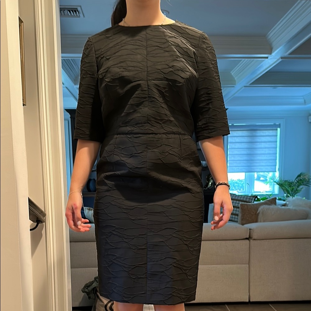 Chic Black Textured Long Sleeve Dress